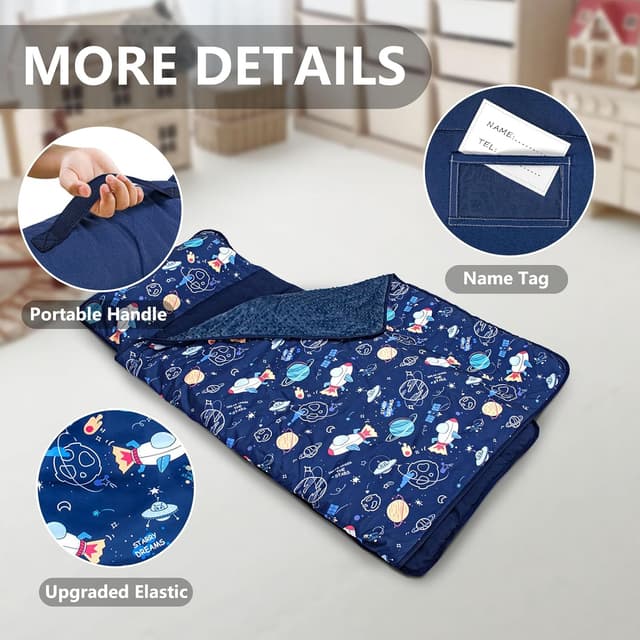 Detalle 2 de PRIMLECT Toddler Nap Mat with Removable Pillow & Fleece Blanket (Extra Large 55"x35")