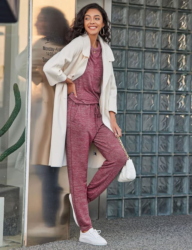 Detalle 2 de Ekouaer Damen Schlafanzug Lang weich – Pyjama-Set mit Taschen, Zweiteiler für Winter (S–XXL)