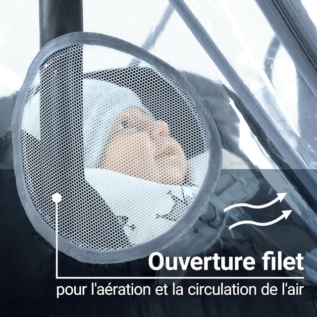 Detalle de Zamboo Habillage Pluie Cosy universel avec fenêtre et filets d’aération