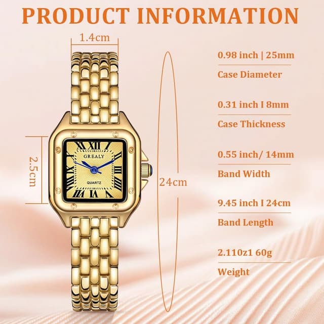 Detalle 2 de AOOSU Orologio da donna piccolo analogico al quarzo con cinturino in acciaio e cassa rettangolare