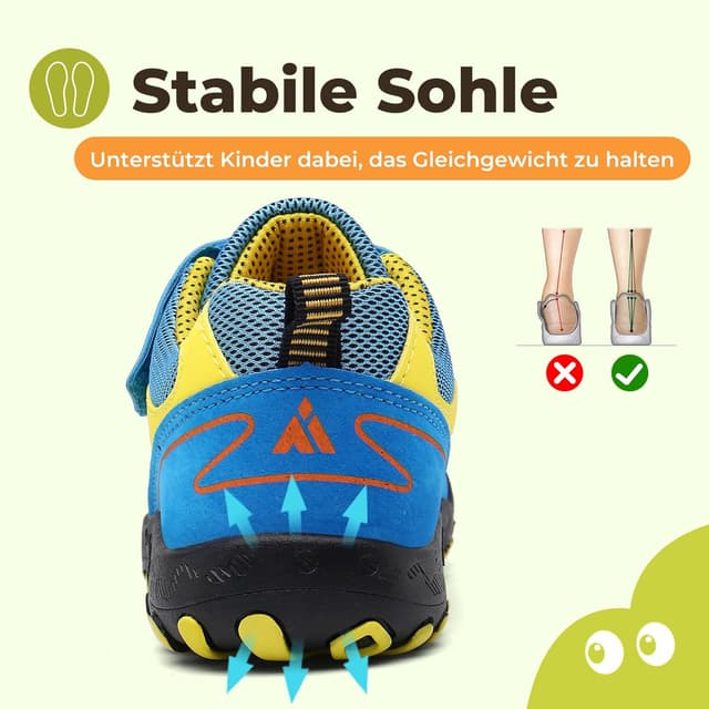 Detalle de Mishansha Kinder-Trekkingschuhe/Outdoorschuhe (24–38), mit Schnellverschluss