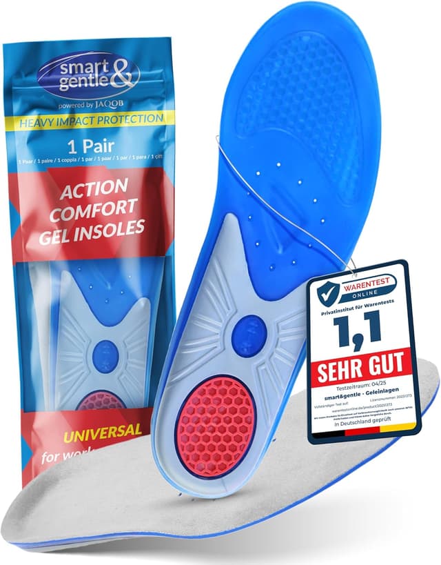 Detalle de smart&gentle Premium Geleinlagen für Schuhe – dünne Komfort-Einlagen für Alltag, Sport & Arbeit