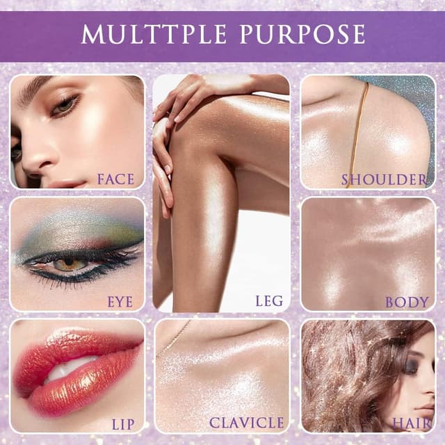 Thumbnail 6 de AOOWU Powder Stick – polvere corpo glitter illuminante marrone dorato per viso, capelli e feste