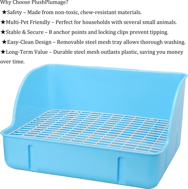 Thumbnail 1 de Rabbit Litter Box Premium Steel Mesh 1 Large 🐇