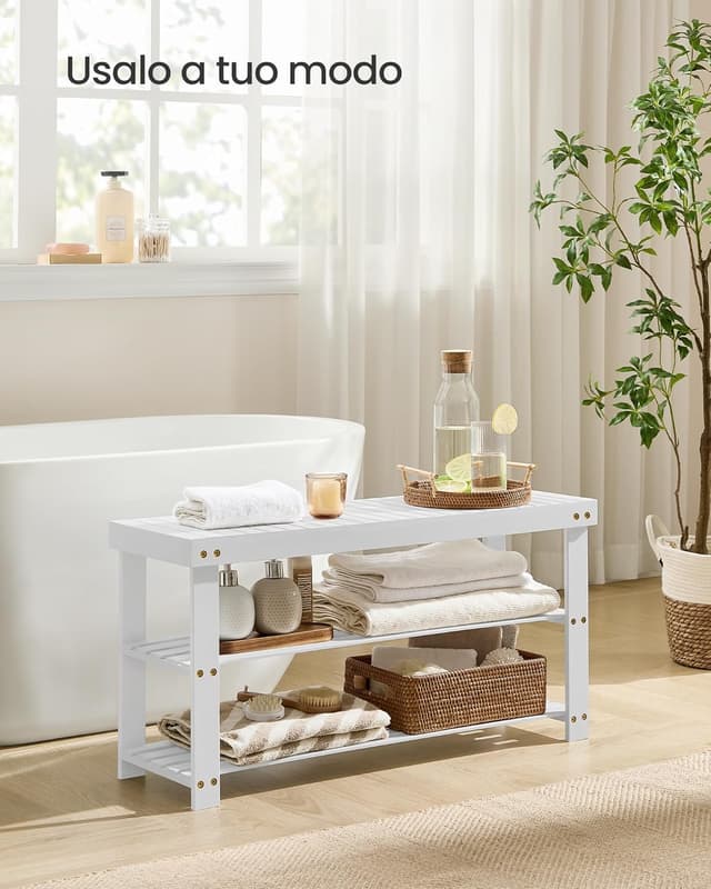 Thumbnail 4 de SONGMICS Panca portascarpe in bambù 3 livelli 130 kg