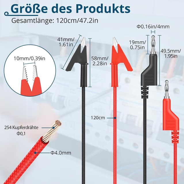Thumbnail 1 de ALLmeter 4mm Bananenstecker-Messkabel 1,2 m
