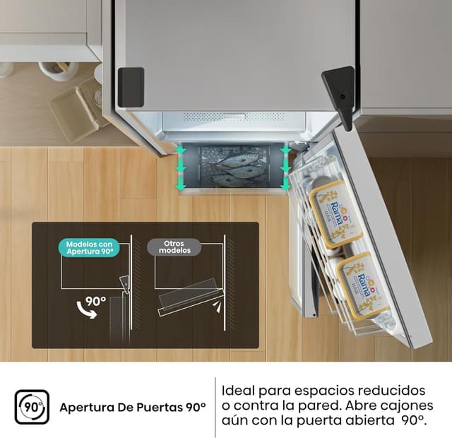 Thumbnail 6 de Hisense RB440N4BWE - Frigorífico Combi, Eficiente Clase E, Capacidad 336 L con 200 cm Alto, Super Freeze, Botellero, Puerta Reversible, Silencioso 39dB, Color Blanco