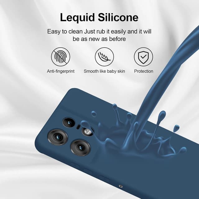 Detalle 2 de GiiYoon Liquid-Silicone Hülle für Motorola Edge 50 Pro – kratzfest, rundum geschützt (Blau)