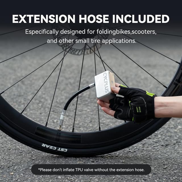 Detalle de CYCPLUS AS2 Tiny E-Pump – ultrakleine elektrische Fahrradpumpe (100 PSI, Akku, kein Manometer)