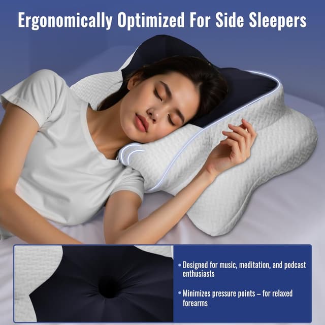 Detalle de BESTISAN Ergonomic Neck Pillow (Memory Foam) with Removable Washable Cover