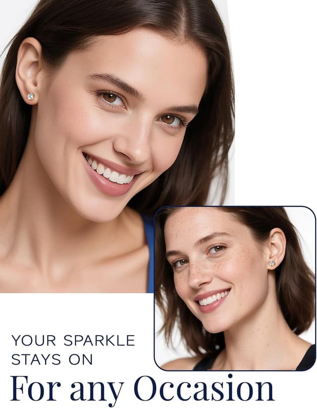 Detalle de MomentWish Moissanite Ohrstecker aus 925 Silber, 0,6–3 Karat – vergoldet, hypoallergen