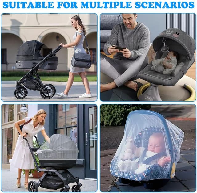 Thumbnail 6 de Vicloon Zanzariera Passeggino universale in bianco per carrozzina e seggiolino auto