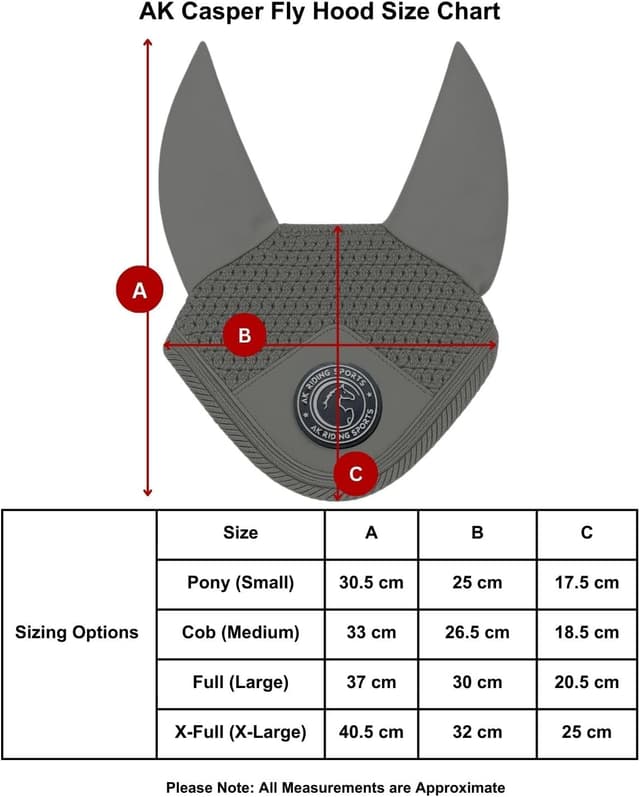 Detalle 2 de AK Fly Hood for Horses (AKRS-6069-01) Soft Lycra Ears Crochet Fly Bonnet for Sport Horses – Dark Grey, FULL (L)