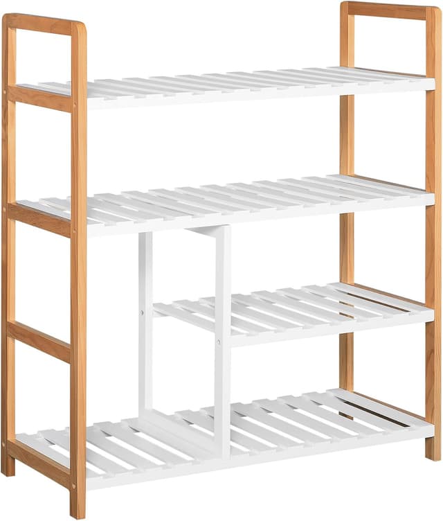 Detalle de HOMCOM Étagère à Chaussures 4 niveaux MDF Blanc