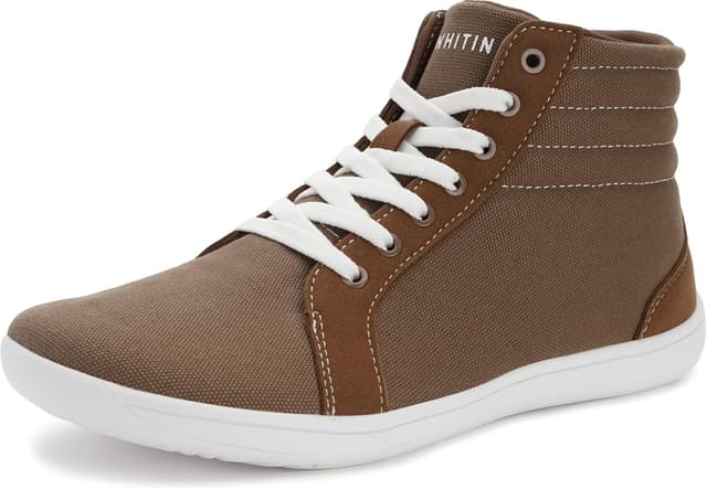 Detalle 2 de WHITIN Men’s Wide Hi-Top Minimalist Barefoot Sneakers (Zero Drop, Cushioned Ankle Support)