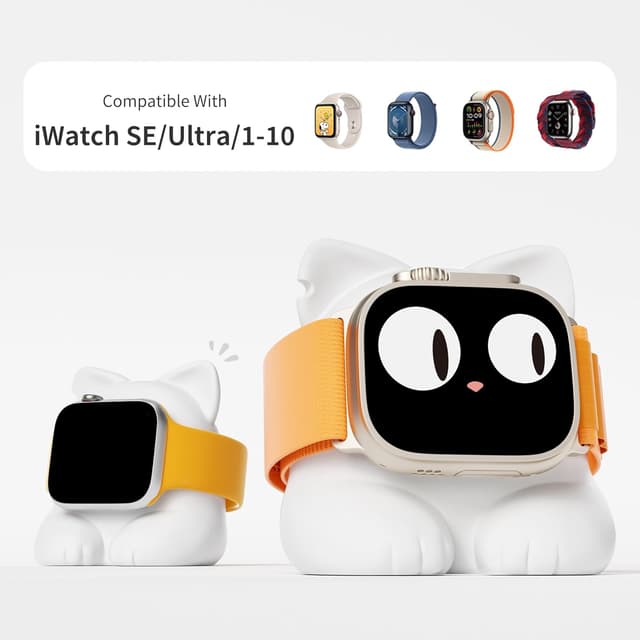 Detalle 2 de ELETIUO Watch Charger Stand with Night Stand Mode (Silicone) for Apple Watch 49–38mm, White