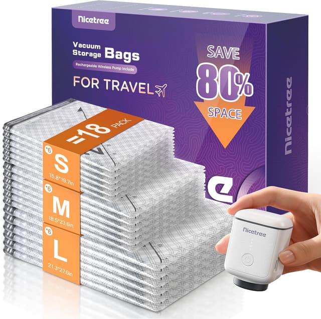 Detalle de Nicetree 18-Pack Vacuum Storage Bags 3 Sizes