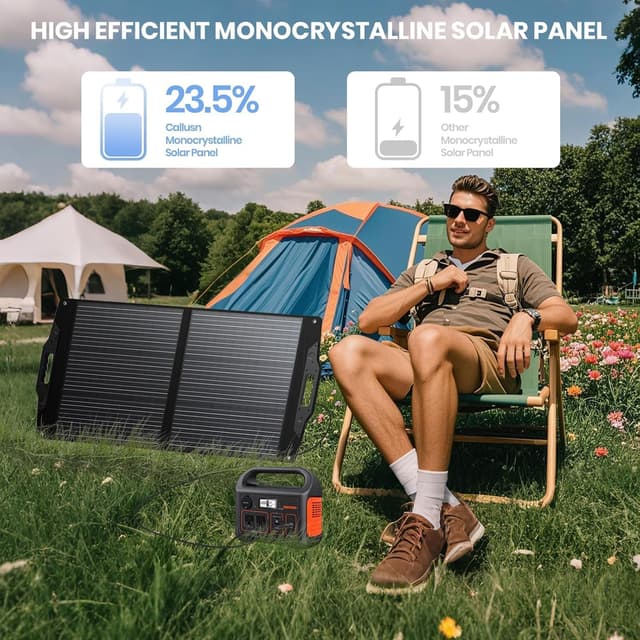 Detalle 2 de FlexSolar 100W Portable Solar Panel – Foldable solar charger with USB-A (QC3.0), USB-C (PD up to 60W) and DC ports for camping