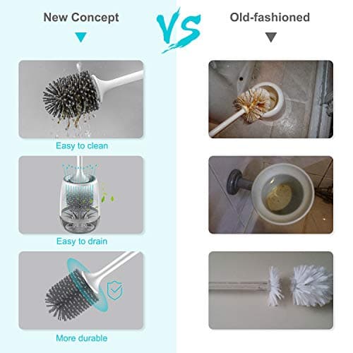 Detalle 2 de EWEIMA Escobillas WC de silicona con secado rápido y portaescobillas (montaje en pared o suelo) — gris