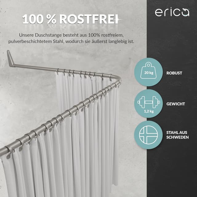 Thumbnail 4 de Erica Barra para Cortinas de Ducha 85x95cm 🚿 Sin Fijación