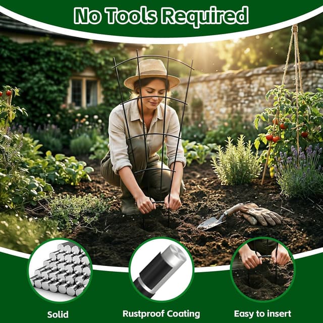 Detalle de Thealyn Rankgitter Metall 4er Set (109 x 43 cm) für Kletterpflanzen, Rankhilfe im Garten, Terrasse & Hochbeet, Schwarz