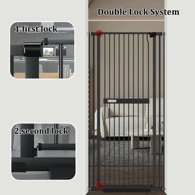 Detalle de Xifamniy Türschutzgitter extra hoch (155 cm) – Katzentür mit sehr engem Stababstand, ohne Bohren