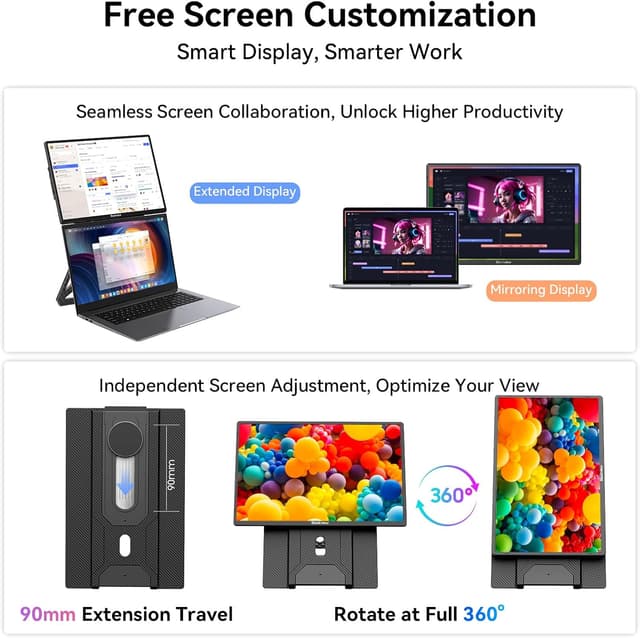 Detalle 2 de Blackview 16-inch portable monitor (1080P+120P) with magnetic rotating stand