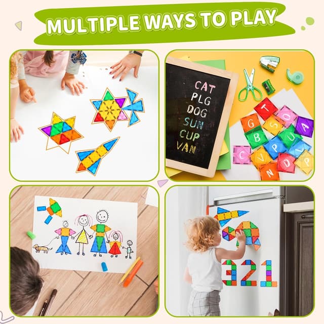 Detalle 2 de Katiago Magnetische Bausteine (64 Teile) – magnetisches Konstruktionsspielzeug für Kinder ab 3 Jahren mit 1 Auto