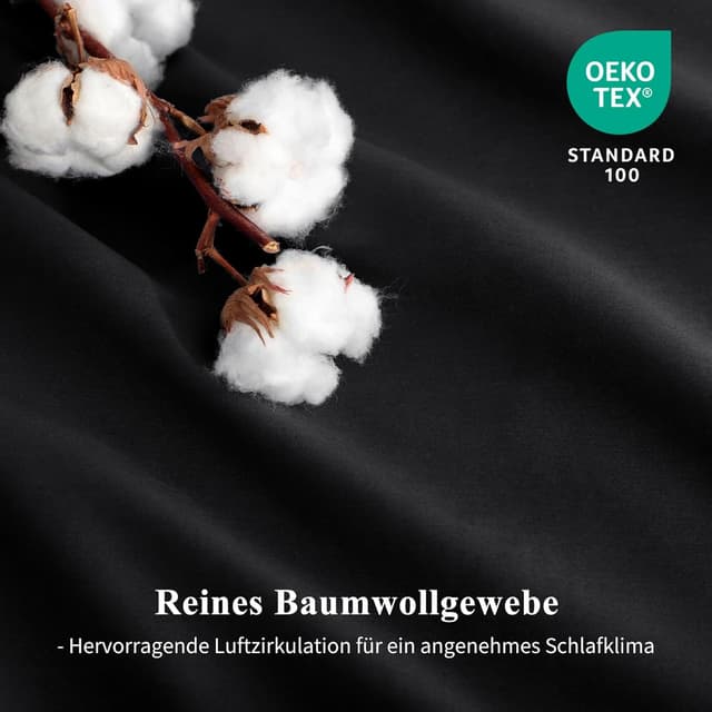 Detalle de Aisbo Bettwäsche 220x240 cm aus Baumwolle in Schwarz (3-teilig) mit Reißverschluss