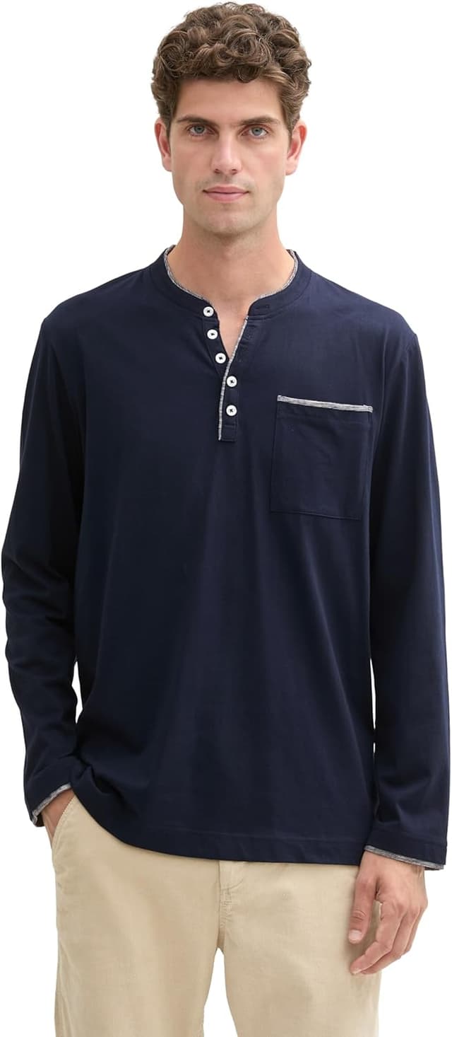 Detalle de TOM TAILOR maglietta uomo a maniche lunghe: comfort e vestibilità per l’uso quotidiano