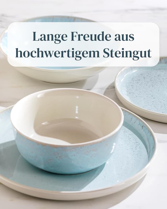 Detalle 2 de Steingut Geschirrset Ibiza 48 tlg für 12