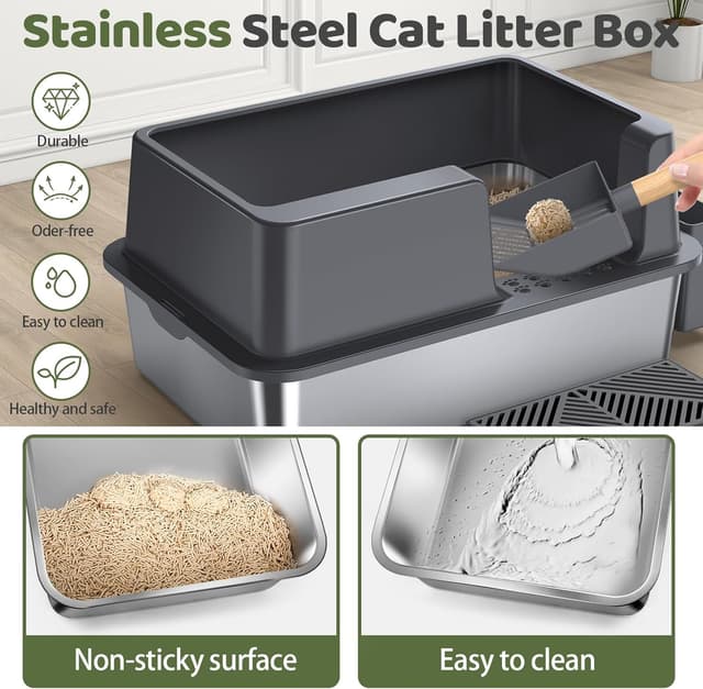 Thumbnail 3 de Gimars XL lettiera acciaio 60x40x31 cm 🐾