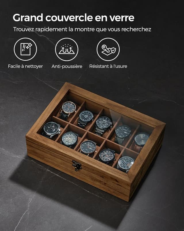 Thumbnail 6 de SONGMICS Boîte à Montres 10 Compartiments