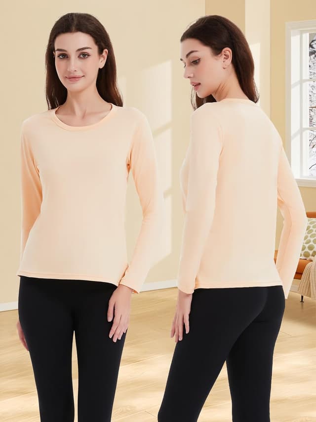 Detalle de Soudittur Maglia Termica Donna a Manica Lunga con Pile Foderato