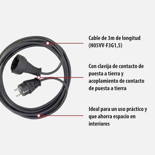 Detalle 2 de Brennenstuhl Cable alargador 3 m para interiores blanco