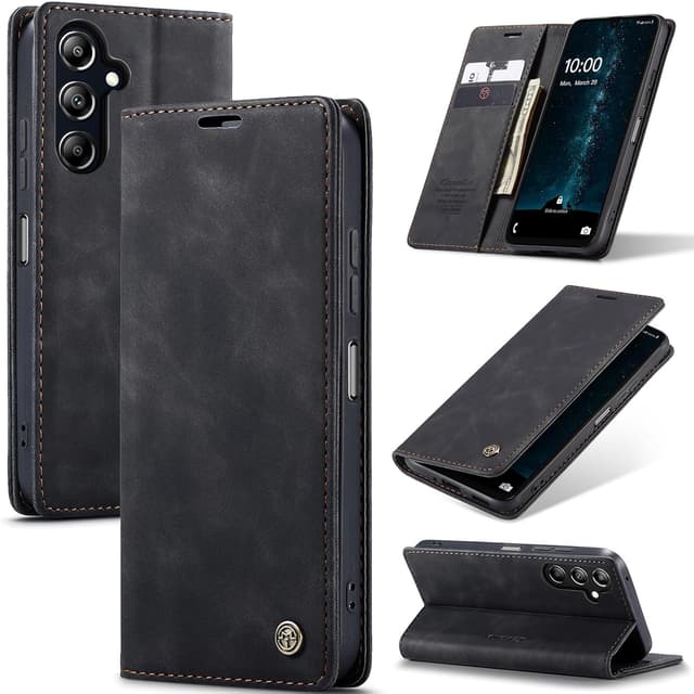 Detalle de Cracedily Galaxy A16 5G Wallet Case with Magnetic Flip, Card Slots & Kickstand (Black)