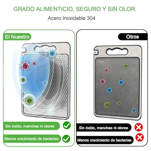 Detalle de Tabla de Cortar Dictien de acero inoxidable doble cara (36 x 25 cm), sin BPA