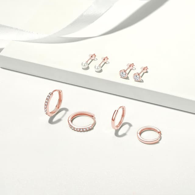 Detalle de Ohrstecker Creolen Set 925 Silber, 4 Paar