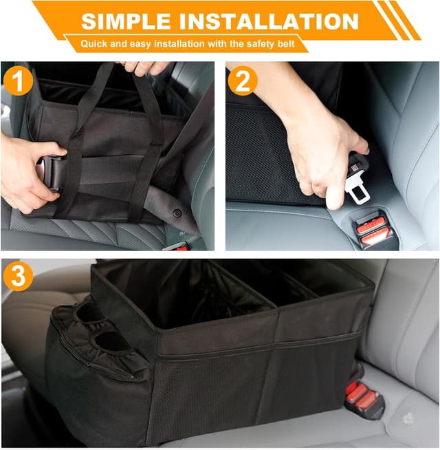 Detalle de Romon Organizer Auto per bagagliaio e sedili anteriori/posteriori con divisorio, maniglie e tasche in rete