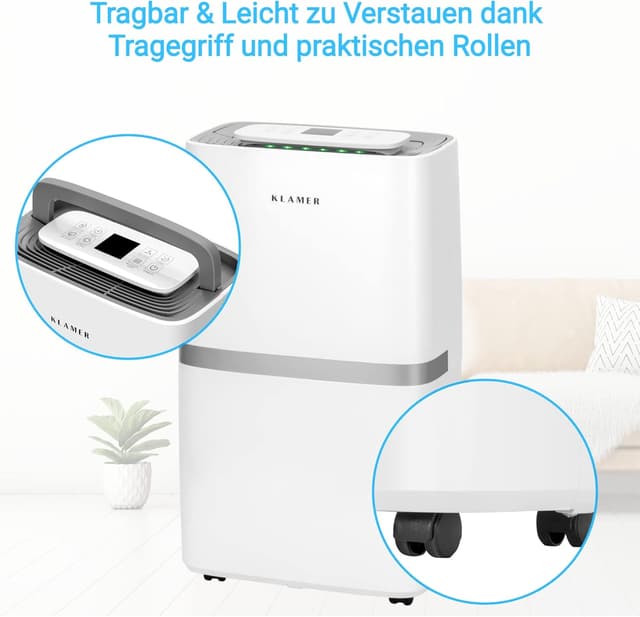 Thumbnail 6 de KLAMER Luftentfeuchter elektrisch 25 L/24h – 5,5-L-Tank, leise, Smart Sensor, Timer & Wäschemodus