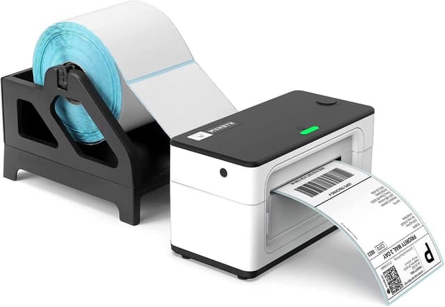 Detalle de MUNBYN ILH01 Black label holder for roll and stack fan-fold thermal labels