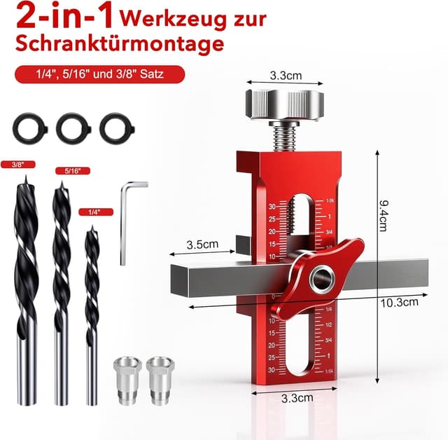 Detalle 2 de GWAEPU L’installation de Porte d’armoire : outil de montage 2 en 1 avec positionneur réglable et gabarit de quincaillerie