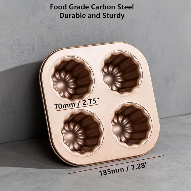 Thumbnail 2 de Moule à cannelés en acier au carbone antiadhésif doré 🍰