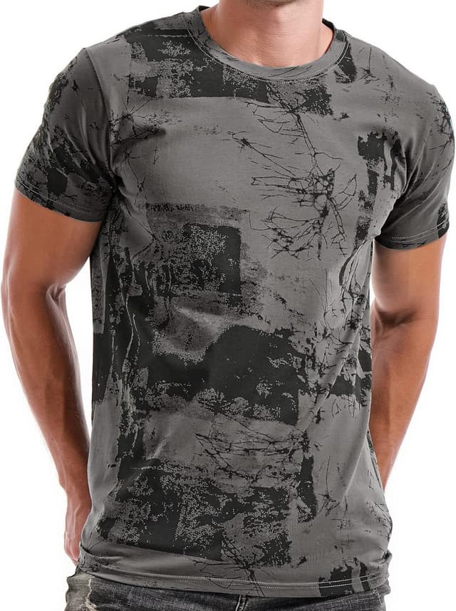 Detalle de RONOMO Herren-T-Shirt aus 95% Baumwolle & 5% Spandex mit Mikroelastik und hautfreundlichem Tragegefühl