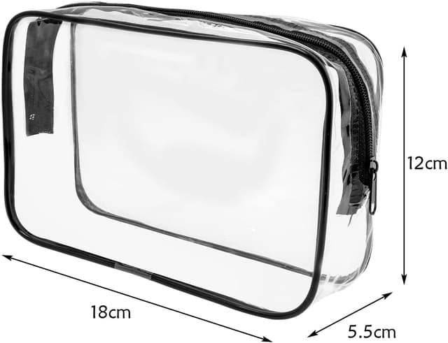 Detalle 2 de TESIN 12 Pack Clear Cosmetics Bags (PVC, zippered) – waterproof clear toiletry & organiser pouches