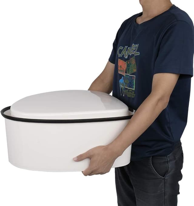Detalle 2 de Outvita Pot de chambre adulte 5 L pour camping et voyages, toilette portable amovible avec porte-papier hygiénique