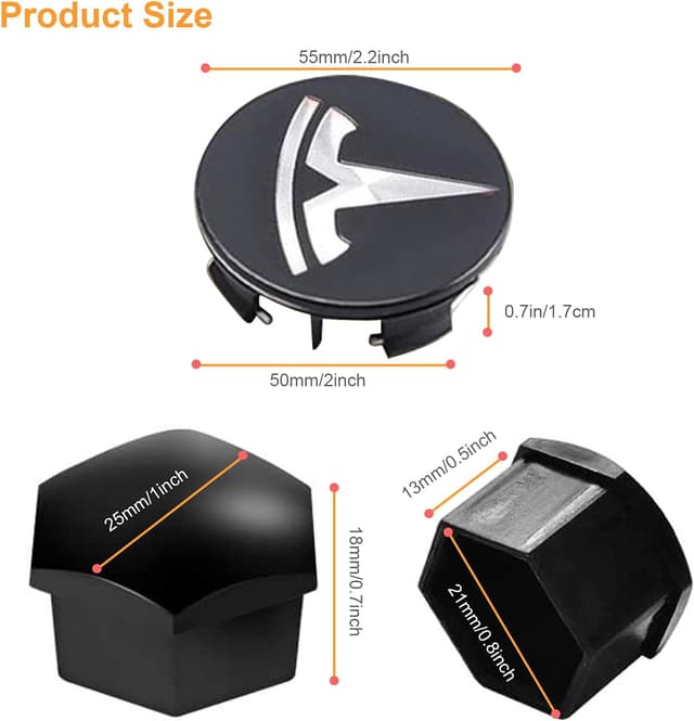 Thumbnail 4 de RUIZHI Tapas tuerca rueda para Tesla Model 3 S X (negro)