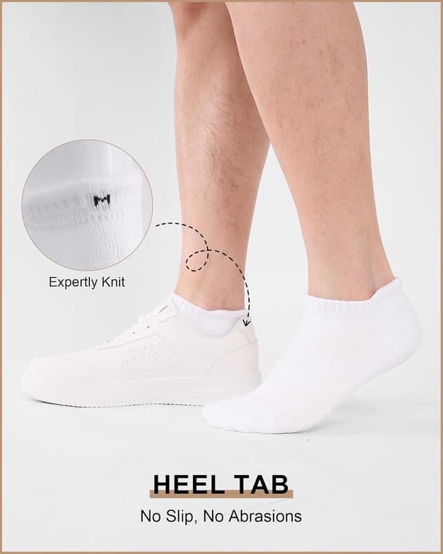 Detalle 2 de Niorasen Men’s Running Socks (6 Pairs) – Cushioned Low Cut Trainer Socks, Breathable Cotton