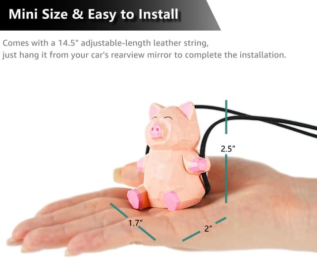 Detalle 2 de VIPbuy handgefertigtes Holz-Schaukel-Schweinchen als Autoanhänger fürs Rückspiegel-Dekor