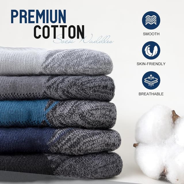 Detalle 2 de SockWaddles cushioned sport crew socks (5 pairs) – anti-blister, wicking, breathable comfort